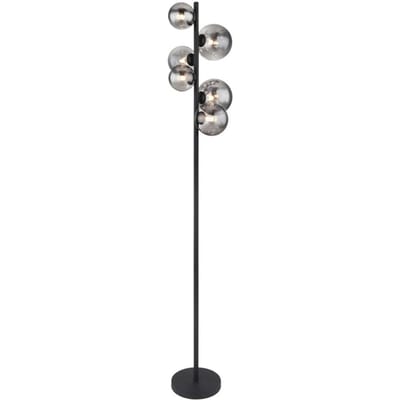 Vloerlamp RIHA Glas 155.0cm Mat zwart | Smoked G9 6-Lichts