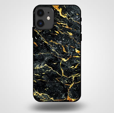 Smartphonica Telefoonhoesje voor iPhone 11 met marmer opdruk - TPU backcover case marble design - Goud Zwart geschikt voor iPhone 11