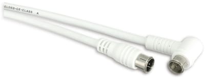 F-quick (m) recht - F-quick (m) haaks coaxkabel - wit - 2,5 meter