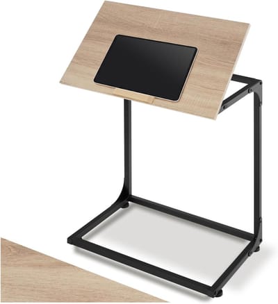 Bijzettafel C-vorm - Laptoptafel bijzettafel - Werken vanaf bank - Kantelbaar tafelblad - 55 x 35 x 665 cm