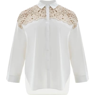Dames Blouse met Lange Mouwen en Kantdetails Mat Fashion
