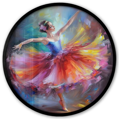 Poster in lijst Rond - Fotolijst 40x40 cm - Posters - Schilderij - Olieverf - Dans - Ballerina - Ronde posterlijst zwart - Decoratie - Wanddecoratie woonkamer - Muurdecoratie slaapkamer