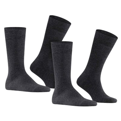 FALKE Swing 2-Pack eenkleurig katoen multipack sokken heren grijs - maat 43-46
