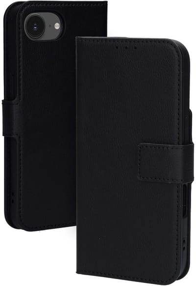 Mobiparts hoesje geschikt voor Apple iPhone 16e Apple iPhone 17e - Wallet/Boekhoesje - Eco Leer - Magneet Sluiting - Opberg vakken - Zwart