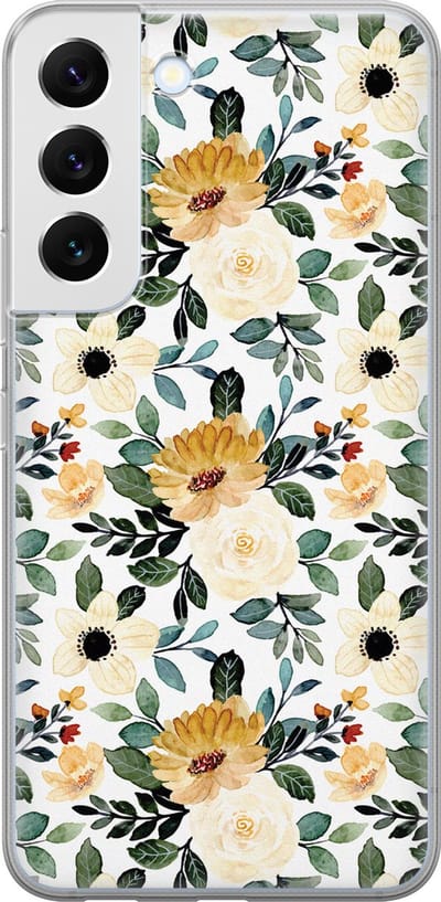 Leuke Telefoonhoesjes - Hoesje geschikt voor Samsung Galaxy S22+ - Lovely flowers - Soft case - TPU - Bloemen - Geel