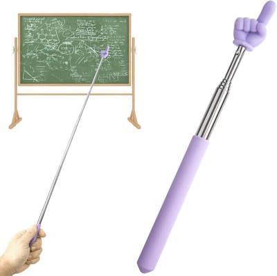 Leesstok - Wijsstok - Telescopische lesstok - Kleurrijk - Intrekbaar - Vingerlesstok - Draagbare leesgidsstok - Wijsstok voor studenten en leraren - Schoolbenodigdheden - 21 cm - Paars