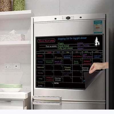 Magnetisch Whiteboard Kalender Whiteboard Koelkast Stickers Keuken Koelkast Whiteboard voor Wekelijks Maandelijks zwart