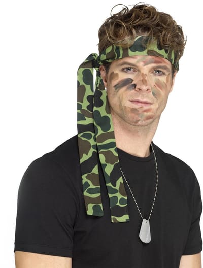 Smiffy's Camouflage leger hoofdband - 2x - 150 cm - soldaat/militair thema verkleed accessoires