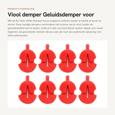 Dailygoods- Demper 8 Stuks - Viooldemper - Geluidsdemper - Vioolinstrumentaccessoires - Rubber - Lichtgewicht en Duurzaam
