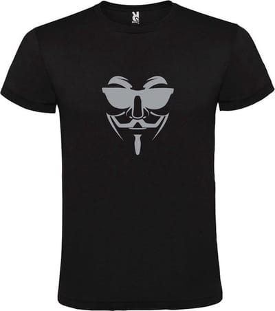Zwart T shirt met print van " Vendetta " print Zilver size XS