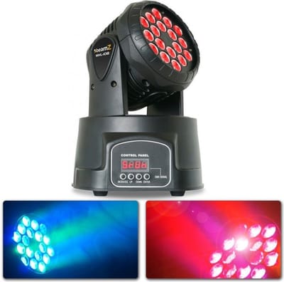 Moving Head Disco Licht met 18x 3W RGB LEDs - BeamZ MHL108MK4 - 11 DMX Kanalen