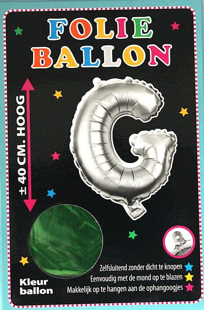 Folieballon - G - Letter Groen - 40cm - Folie - Ballon - Zelfsluitend - Eenvoudig Met Mond Opblazen - Ophangoogjes - Touche Cards