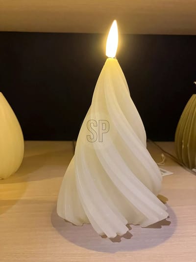 Home & Styling LED kaars boom gedraaid crème 13cm decoratie.