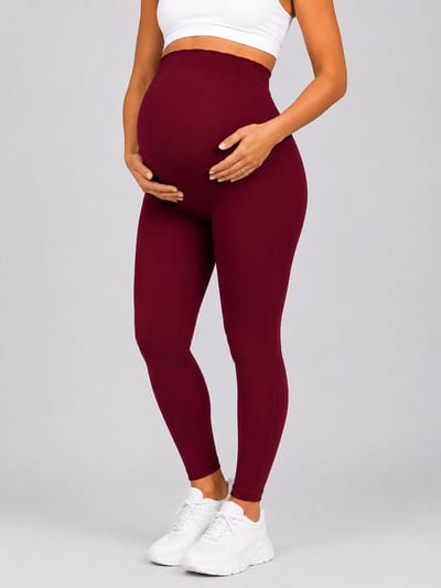 SparkNine Bellyflex zwangerschap legging - M - rood - hoge taille - rekbaar - maternity - geribbelde tailleband - stijlvol & ademend