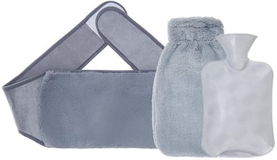 Kruik - Multifunctionele 1000ml kruik - Zacht pluche materiaal - Brede opening - Gemakkelijk te vullen - Wordt geleverd met verstelbare heupband (20,5*120cm) - Ideaal voor thuis en op kantoor - Verlicht pijn en stress (lichtgrijs)