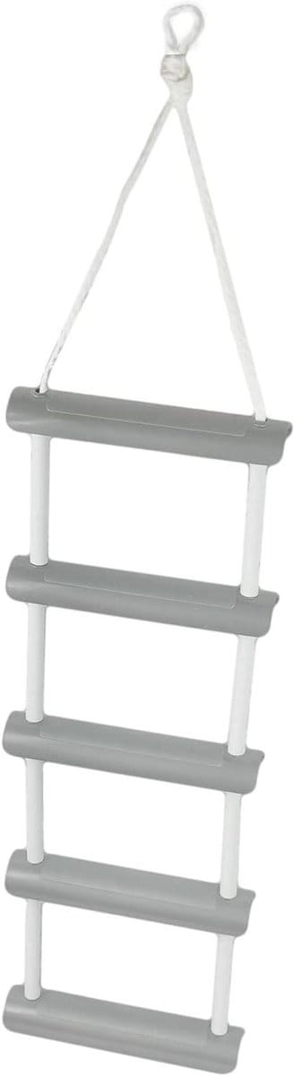 Inklapbare Touwladder - Bootladder Opvouwbaar - Veilig Instappen - Antislip PVC Treden - 135 kg Draagkracht - Wit