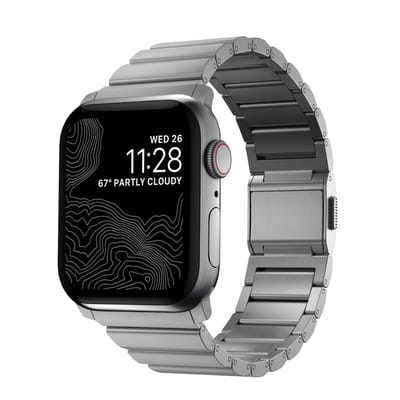 Nomad Titanium Horlogeband (45-49mm) – Weerstaat zijwaartse schuifkracht van 5-20 kgf – Eenvoudige maataanpassing met bijgeleverd gereedschap – Compatibel met Apple Watch 49mm tot 42mm - Grijs