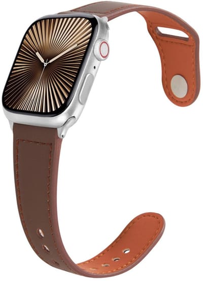 Leren bandje - geschikt voor Apple Watch 1/2/3/4/5/6/7/8/9/10/11/ SE (1,2,3) met maat 38 mm / 40 mm / 41 mm en 42 mm (Watch 10/11) - leer met druksluiting - bruin