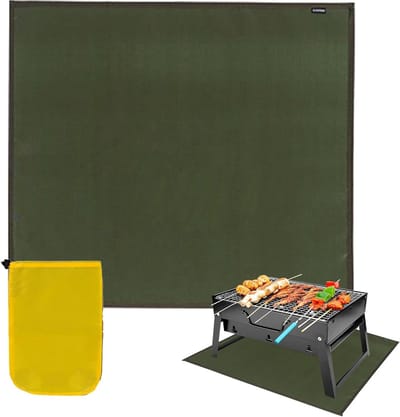 Vuurkorf Onderlegger - Terrasonderlegger Grill - Bescherming Buiten - Hittebestendig Materiaal - 61 x 53 cm - Groen