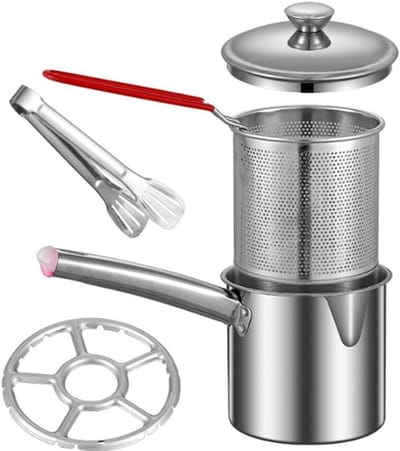 Frituurpan - Kookpot - Thuis Koken - Roestvrij Staal - 1.8L - Zilver