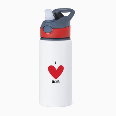 Hacebo® - Ik hou van mijn broer waterfles met rietje rood - Broer - Broers - Cadeau voor je broer - familie - hartje - love - water fles - 650ML