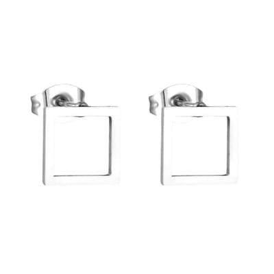 Aramat Jewels | Oorbellen | Minimalistische Vierkante Stalen Oorbellen (8mm) | Zilverkleur | |8mm | Staal | Kinderen, Volwassenen | Verkleurd niet