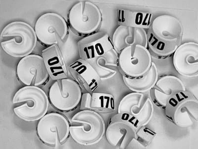 Bleijenberg Maatdopje maat 170 wit - Maataanduiding voor kledinghangers per 25 stuks - Maatringetje Ø 20 mm - Kledinghangers - Kleerhanger - Kapstok - Mark-Brics - wisersizer
