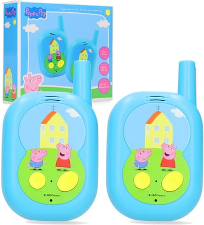Peppa Pig Walkie Talkie voor Kinderen - Set van 2 Stuks - Bereik tot 1000m - Portofoon - Peppa Big Speelgoed - Buitenspeelgoed voor Jongens en Meisjes - Blauw - Silvergear