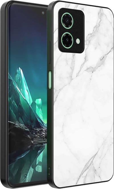 Geschikt voor Motorola Edge 40 Neo Telefoonhoesje met Wit Marmer Opdruk - TPU Backcover Case White Marble Design - Zwart - Smartphonica geschikt voor Motorola Edge 40 Neo