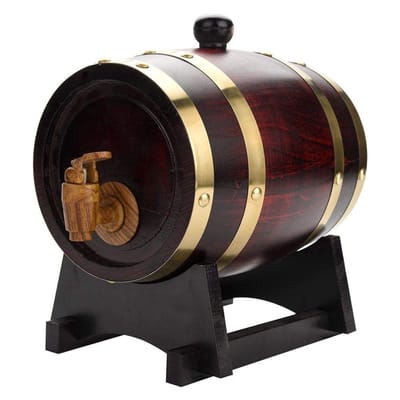 Dailygoods- Wijnvat 1,5 l - Eiken Houten Vat - Dispenser met Kraan - Handgemaakt - Lekbestendig - Voor Bewaren/Verouderen van Wijn