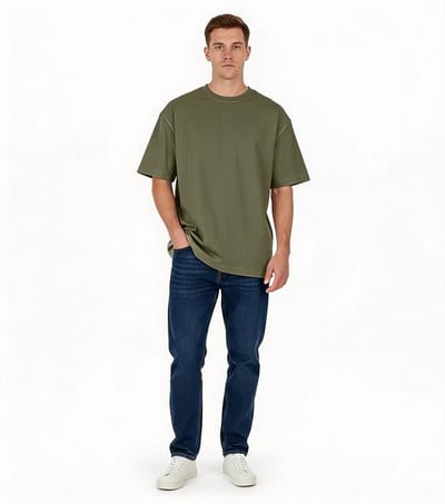 Stiffy Oversized Heren Shirt - Groen - Katoen - T-shirt - Lang - Zwaar