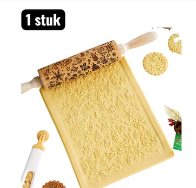 1 stuk - Deegrollers - Koekjes Roller - 35cm - Cartoon Print Deegroller - Kerstversiering - Diep Gegraveerde DIY Koekjesstempel - Geschikt voor het bakken van gebak, brood en koekjes - Kerstmis sneeuwvlok ontwerpen