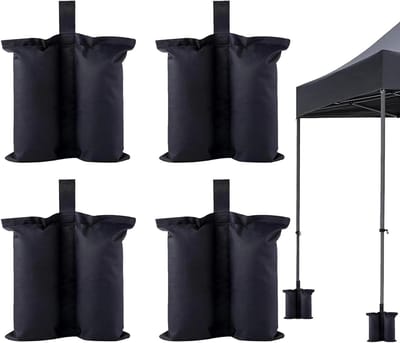 Winddichte Zandzakken voor Tent - 4 Stuks, Ideaal voor Camping, Tuin en Strand - 34 × 34 cm, Verstevigingsoplossing voor Tentstokken