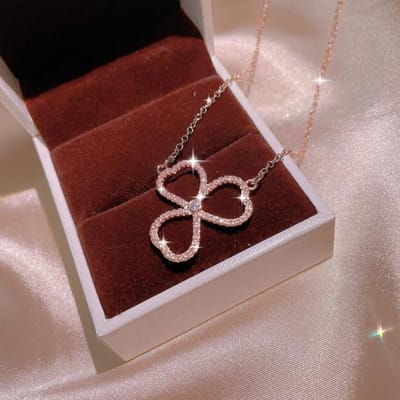925 Zilveren Lucky Clover Witte Zirkoon Set Klaver Ring Stud Oorbellen Dames Creatieve Sieraden Cadeau Feest Verjaardag brown