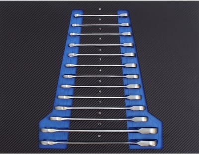 TRUTZHOLM - Profi - Werkplaatswagen - Inzet - blauw - Set ratel-ring-steeksleutels - Ratelfunctie - 8-22 mm