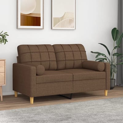 vidaXL - Tweezitsbank - met - sierkussens - 120 - cm - stof - bruin