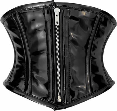 Zwart PVC Korset voor Dames met Sterke Ritssluiting en Taillevormend Effect