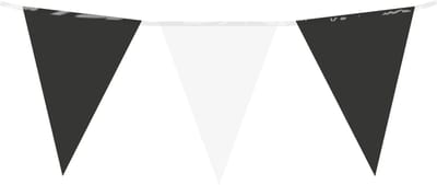 10 meter vlaggenlijn - Zwart/Wit - 15 vlaggen - Plastic voor binnen & buiten - 30 cm vlaggen - Herbruikbare slinger