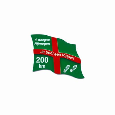 Nijmeegse vierdaagse speld/broche - vierdaagse - 4-daagse - Nijmegen - 200km - Je bent een topper! - gegraveerd - laser graveren - graveren - broche - uniek cadeau - cadeau - kado - vierdaagsekado