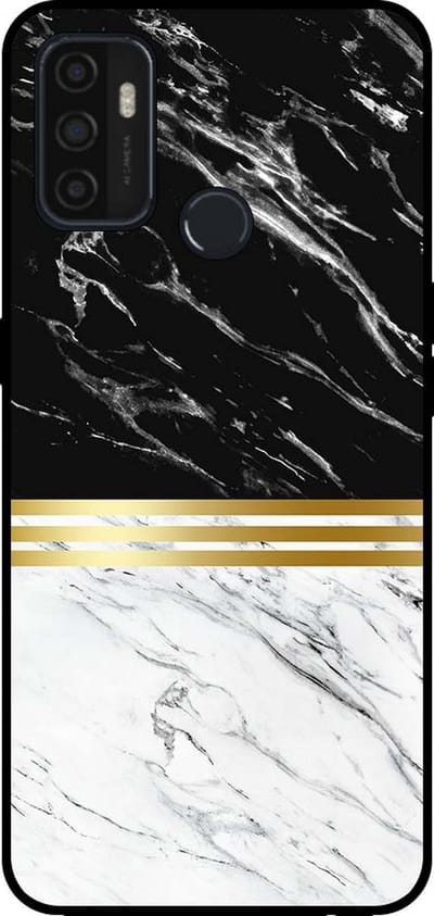 Smartphonica Telefoonhoesje voor OPPO A32 / A53 / A53s marmer look - backcover marmer hoesje - Zwart Wit geschikt voor Oppo A32;Oppo A53;Oppo A53s