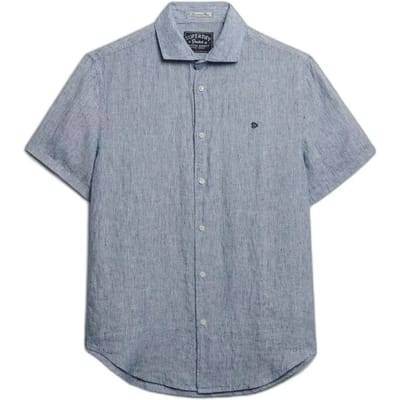 Superdry Riviera Linen Overhemd Met Korte Mouwen Grijs 3XL Man