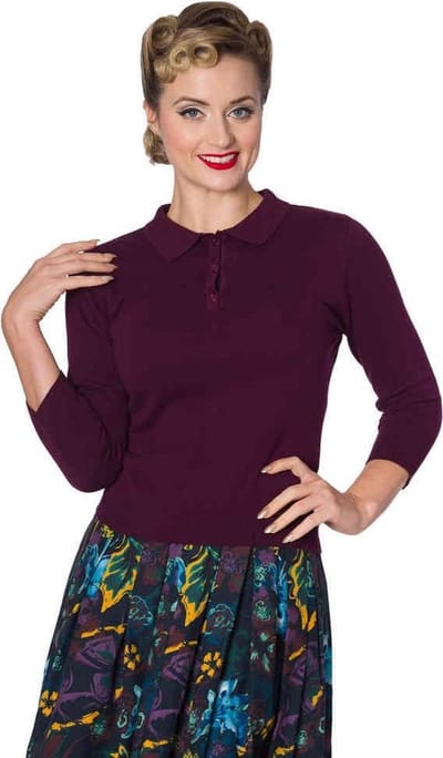 Dancing Days - AUDRY BUTTON KNIT Longsleeve top - S - Paars