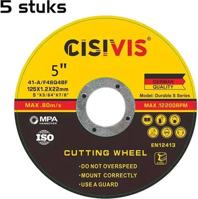 DW4Trading 5 Stuks Doorslijpschijven RVS Metaal PVC Aluminium Ø125mm x 1.2mm 22mm