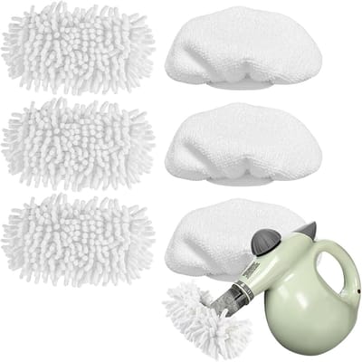 Set van 6 universele accessoires voor stoomreinigers: herbruikbare stoomopzetstukken, stoomdweilpads, wasbare handstoomdoekjes - Perfect voor auto-interieurs, banken, kleding, gordijnen, knuffels en delicate items | Cyslmuk®