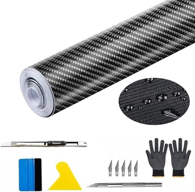 Dailygoods- Autofolie Hoogglans 6D - 300 x 30 cm - Carbonfolie - Zelfklevend - Slijtvast - Hoge Temperatuurbestendigheid - Car Wrap