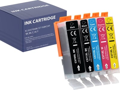 Inktcartridge geschikt voor Canon 570 571 XL Compatibel Canon Pixma TS5050 TS5055 TS6000 TS6050 TS8040 TS8050 TS9050 MG5750 MG5751 MG6850 MG7750 - Pack 1 Zwart PGBK 1 Zwart 1 Cyaan 1 Magenta 1 Geel
