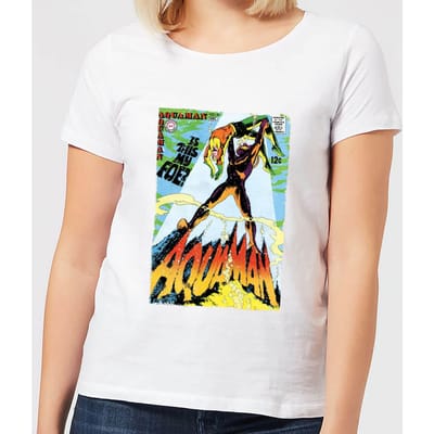 Justice League Aquaman Cover Women's T-Shirt - White - S