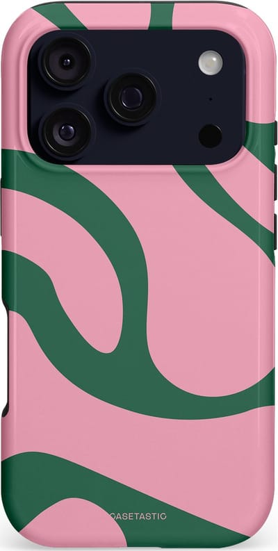 Casetastic hoesje geschikt voor Apple iPhone 17 Pro - MagSafe - Dubbellaagse bescherming - Groen Roze Dansende Vormen - Fashion Case - Lichtroze Donkergroen