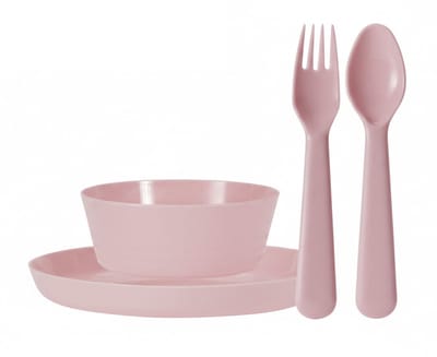 Excellent Houseware Kunststof kinderservies set - 24-delig - lichtroze - Campingservies / picknickservies - peuters