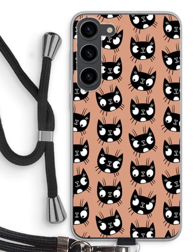Case Company® - Hoesje met koord geschikt voor Samsung Galaxy S23 Plus hoesje met Koord - Kat - Telefoonhoesje met Zwart Koord - Bescherming aan alle Kanten en Over de Schermrand